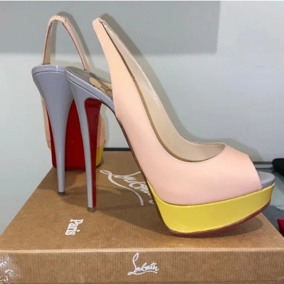 Christian Louboutin Peep Toe Slingback Heels-37.5 - Picture 2 of 9